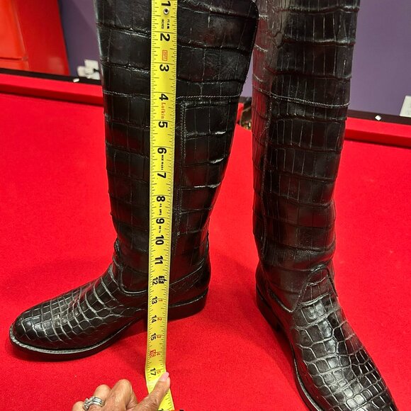Custom Made Black Alligator Riding Boots – Size 8 - Picture 9 of 11
